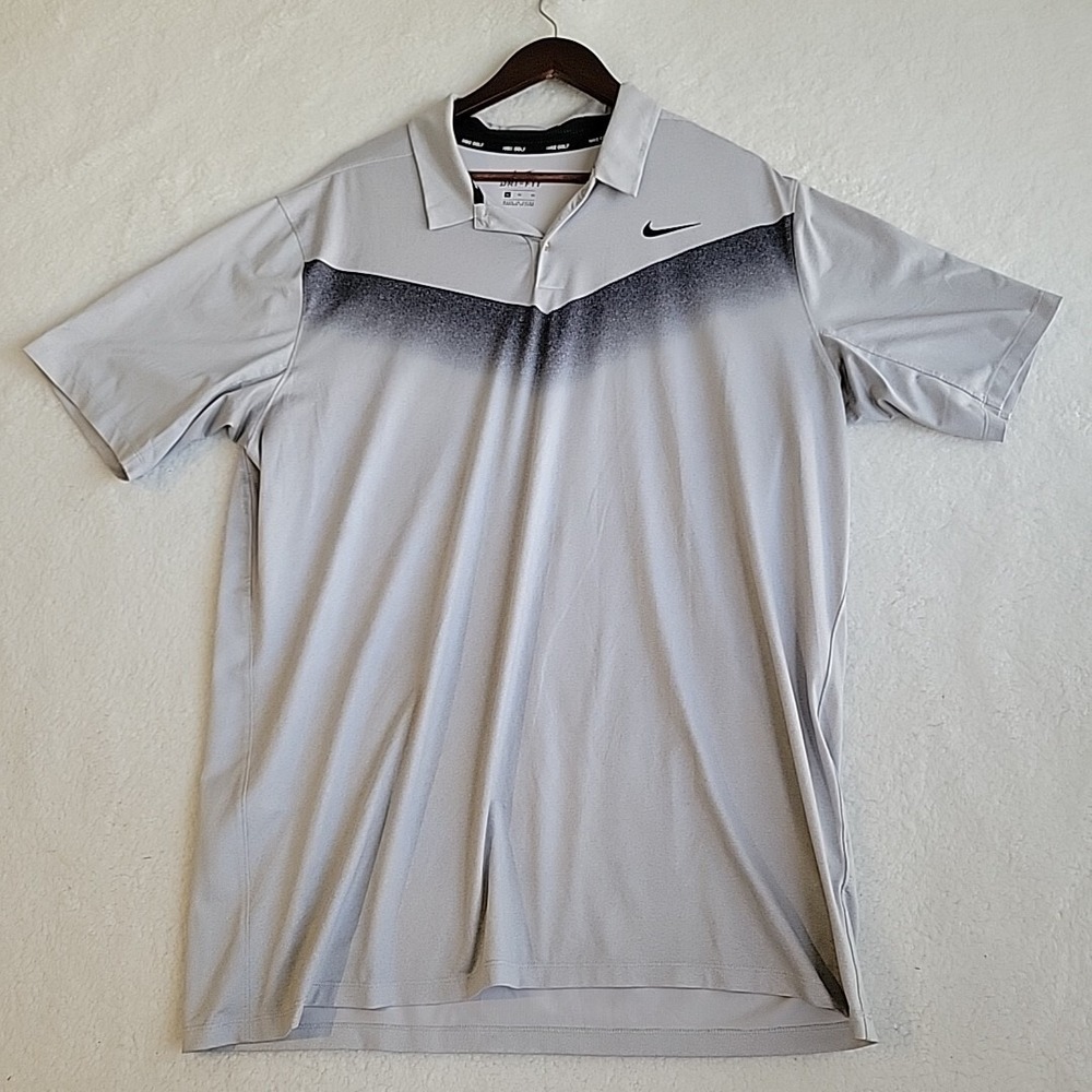Mens Nike Dri Fit Athletic Polo Shirt Size XL Grey Golf Short Sleeve